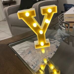 Light letter Y home decor